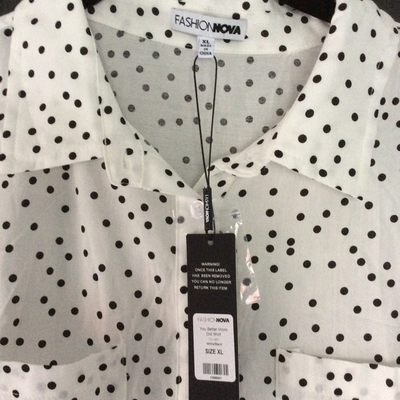 NWT Fashion Nova You Better Work Dot Shirt - Picture 7 of 8